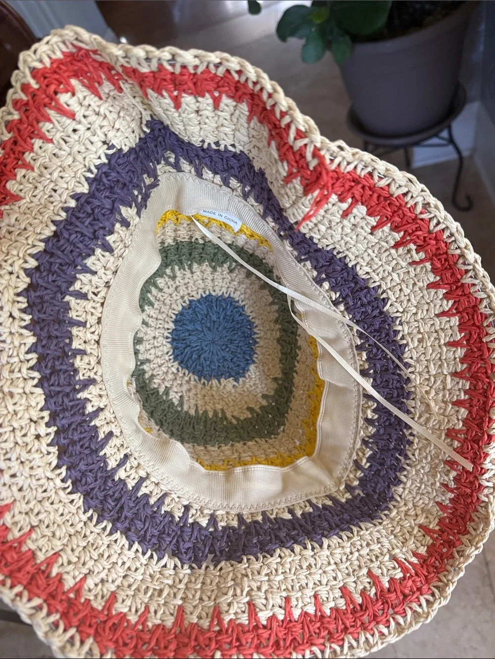 Ladies, multicolor, straw, sun hat, excellent condition